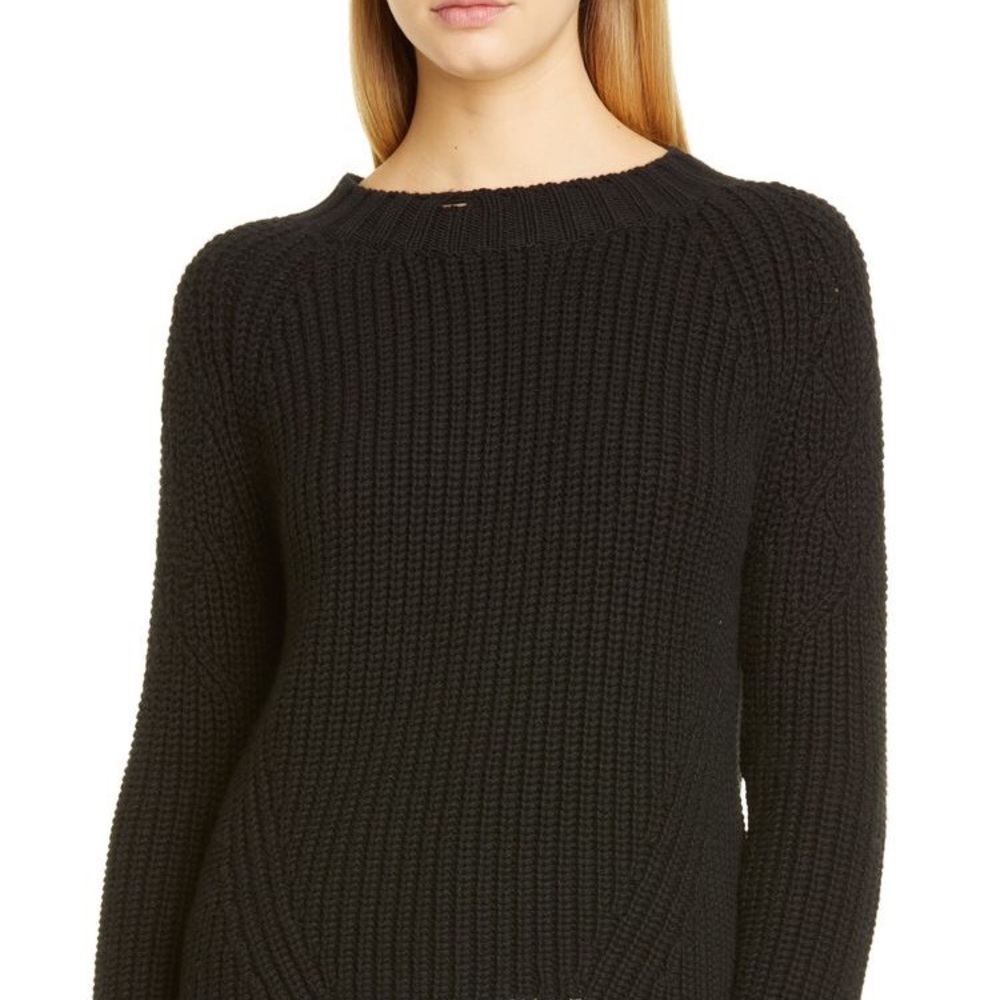 H&M Black Crew Knit Ribbed Sweater